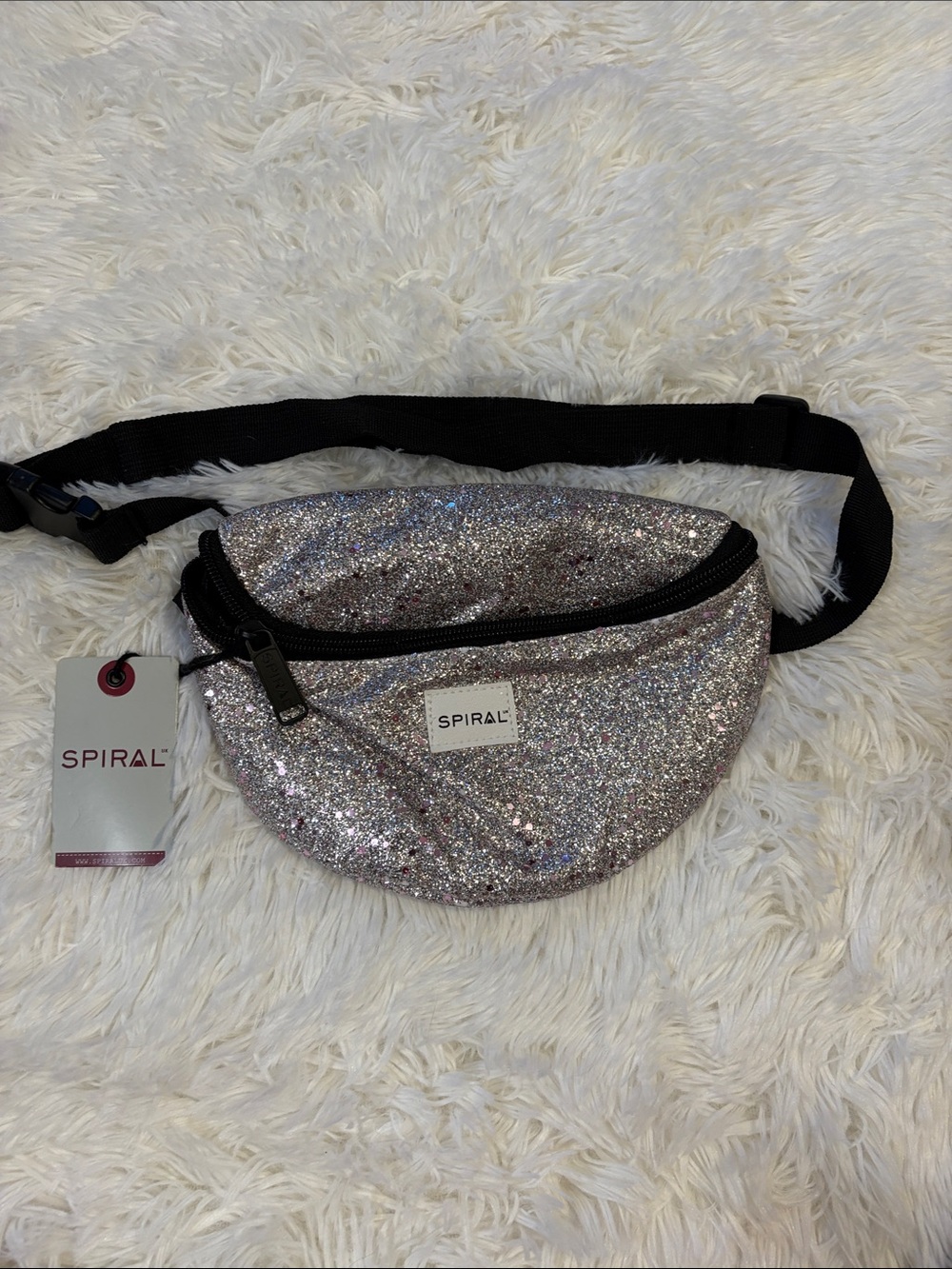Silver Glitter Crossbody Belt Bag